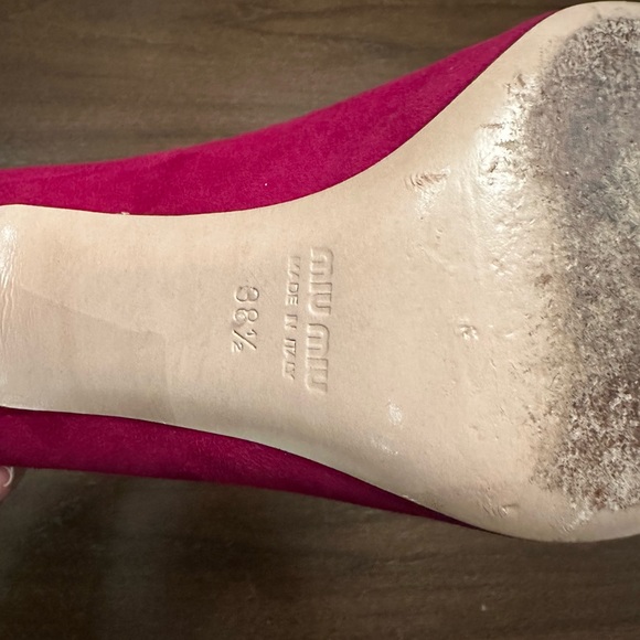 MIU MIU suede pumps | mid heel | hot pink | bow detail | with box and dust bag - Picture 5 of 7